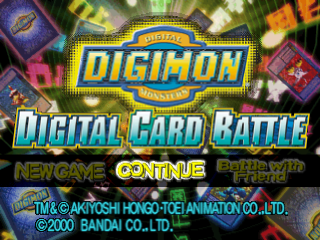 Digimon Digital Card Battle title screen for Playstation